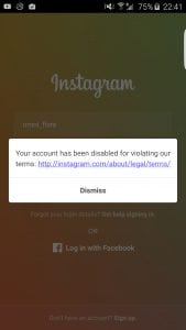 your account has been disabled for violating our - instagram follow limit new account