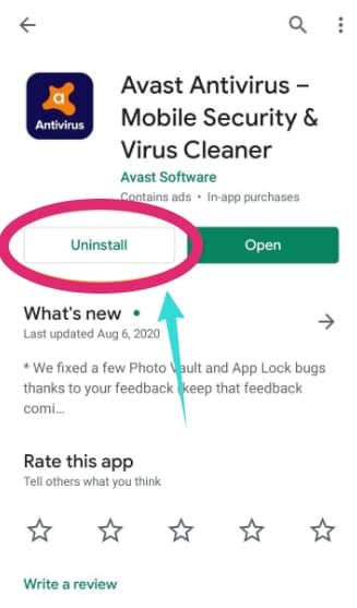 how to uninstall avast antivirus from android